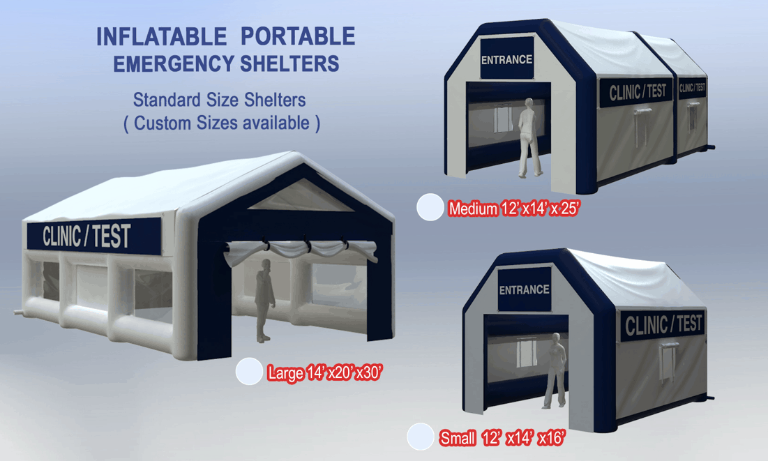 inflatable portable emergency shelters